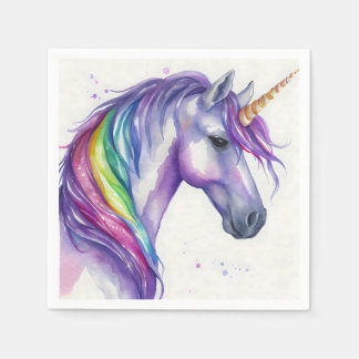 Waterverf Paarse en regenboogfantasy Unicorn Servet