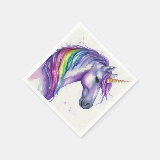 Waterverf Paarse en regenboogfantasy Unicorn Servet (Hoek)