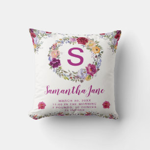 Waterverf Paarse en rode bloemen Wreater Baby Kussen