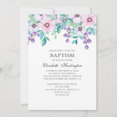 Waterverf paarse en roze bloemen. Bloemendoop Kaart (Voorkant)