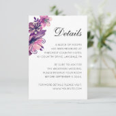 Waterverf paarse en roze bloemenbruiloft details informatiekaartje (Staand voorkant)