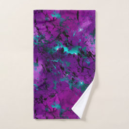Waterverf Paarse en Turquoise Marmer Melkweg Handdoek