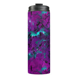 Waterverf Paarse en Turquoise Marmer Stelsel Thermosbeker