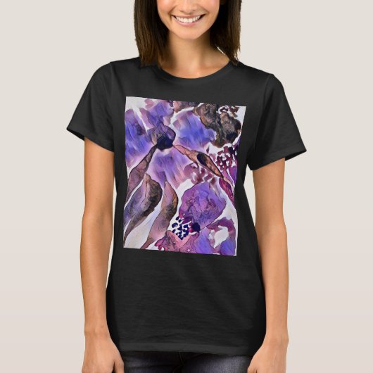 Waterverf Paarse en Violet Floral Painting T-shirt (Voorkant)
