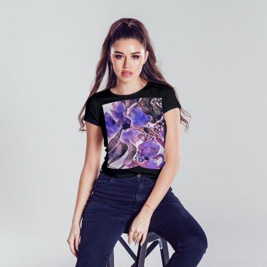 Waterverf Paarse en Violet Floral Painting T-shirt