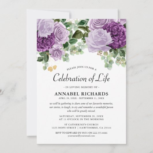 Waterverf Paarse flora en fauna Kaart (Voorkant)