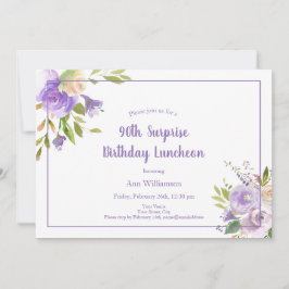 Waterverf Paarse Floral 90e verrassingsdag Kaart