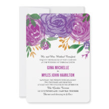 Waterverf Paarse Floral Botanical Wedding