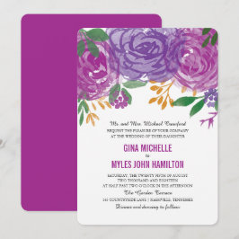 Waterverf Paarse Floral Botanical Wedding Kaart
