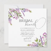 Waterverf Paarse Floral Bridal Brunch Uitnodiging (Voorkant)