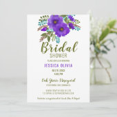 Waterverf Paarse Floral Bridal Shower Kaart (Staand voorkant)