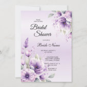 Waterverf Paarse Floral Bridal Shower Kaart (Voorkant)