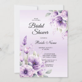 Waterverf Paarse Floral Bridal Shower Kaart