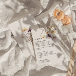 Waterverf Paarse Floral Bright Wedding Details Informatiekaartje