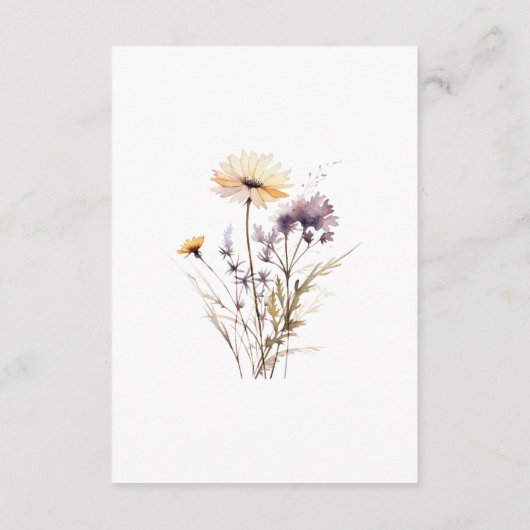 Waterverf Paarse Floral Bright Wedding Details Informatiekaartje (Achterkant)