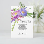 waterverf paarse floral, dank u wel! kaart (Staand voorkant)