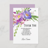 waterverf paarse floral, dank u wel! kaart (Voorkant / Achterkant)
