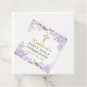 Waterverf Paarse Floral Eerste Gemeenschap Dank u  Bedankjes Labels (In situ)