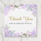 Waterverf Paarse Floral Eerste Gemeenschap Dank u  Bedankjes Labels (Achterkant)