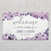 Waterverf Paarse Floral Elegant Wedding Party Spandoek