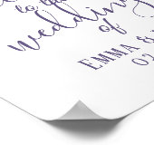 Waterverf Paarse Floral Elegant Wedding Welkom Poster (Hoek)