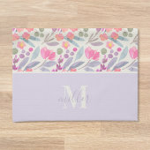 Waterverf Paarse Floral Familie Naam Monogram Theedoek