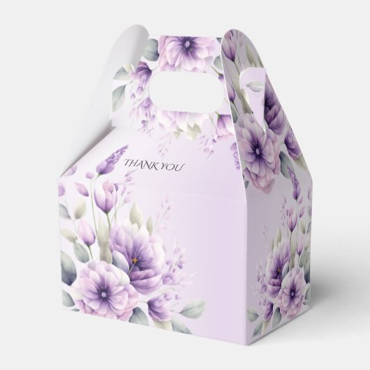 Waterverf Paarse Floral Favor Box Bedankdoosjes (Achterkant)