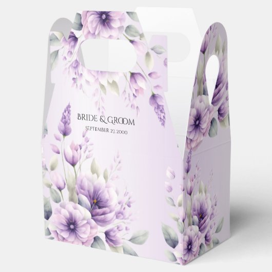 Waterverf Paarse Floral Favor Box Bedankdoosjes (Geopend)
