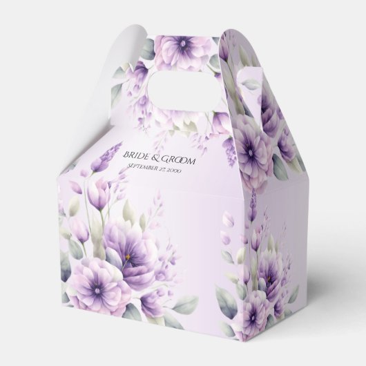 Waterverf Paarse Floral Favor Box Bedankdoosjes (Voorkant Zijde)