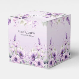 Waterverf Paarse Floral Favor Box Bedankdoosjes