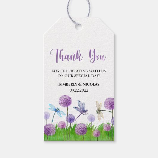 Waterverf Paarse Floral Hartelijk dank voor uw Lab Cadeaulabel (Voorkant)