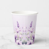 Waterverf Paarse Floral Paper Cups Papieren Bekers (Rechts)