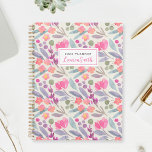Waterverf Paarse Floral Planner<br><div class="desc">Aangepast ontworpen planner-notitieboek met een paars waterverf floreel patroon met een persoonlijke naam.</div>