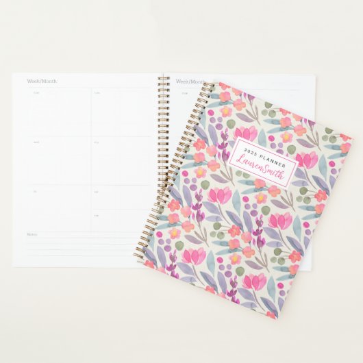Waterverf Paarse Floral Planner (Display)