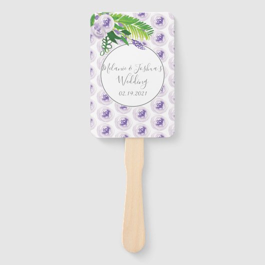 Waterverf Paarse Floral Poppie Roos bruiloft Handwaaier (Voorkant)