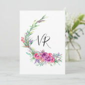 Waterverf Paarse Floral Save the Date Wedding (Staand voorkant)