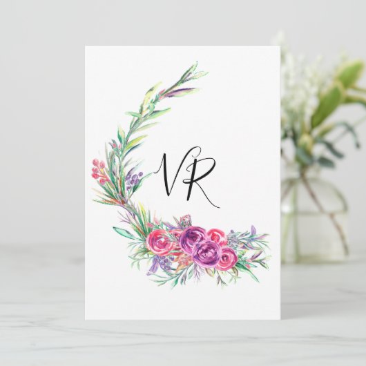 Waterverf Paarse Floral Save the Date Wedding (Staand voorkant)