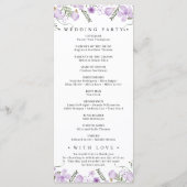 Waterverf Paarse Floral Wedding Programmakaart (Achterkant)