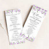 Waterverf Paarse Floral Wedding Programmakaart