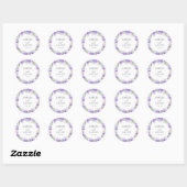 Waterverf Paarse Floral Wedding Ronde Sticker (Vel)