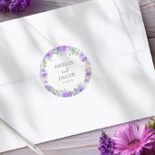 Waterverf Paarse Floral Wedding Ronde Sticker