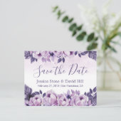 Waterverf Paarse Floral Wedding Save the Date Aankondigingskaart (Staand voorkant)