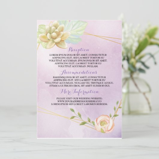 waterverf paarse florale kaart (Staand voorkant)