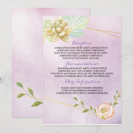 waterverf paarse florale kaart (Voorkant / Achterkant)