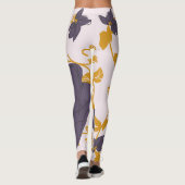  waterverf Paarse florale roze achtergrond Leggings (Achterkant)