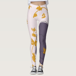  waterverf Paarse florale roze achtergrond Leggings