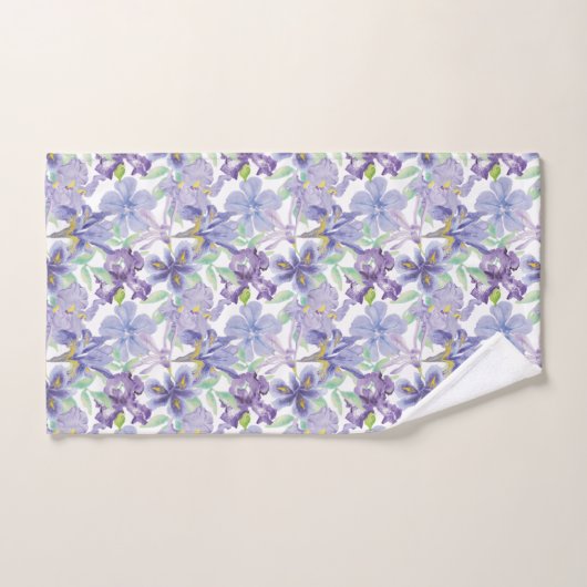 Waterverf Paarse Gele Iris Floral Flowers Bad Handdoek (Handdoek)