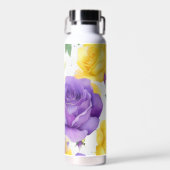 Waterverf Paarse Gele Roos Waterfles (Voorkant)