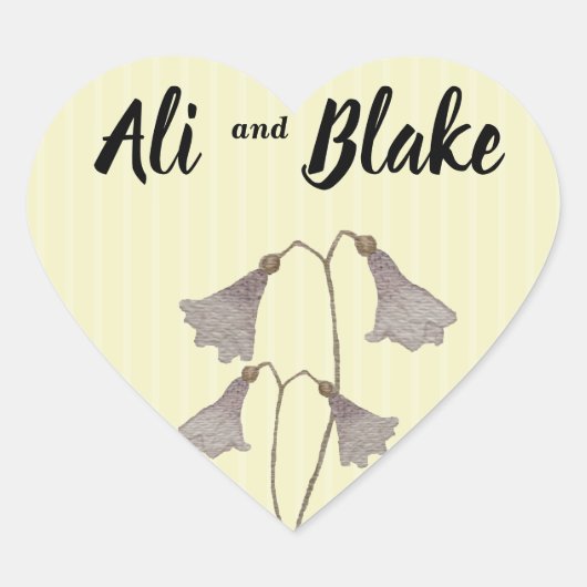 Waterverf Paarse Gele Wildbloemen Weddenschap Hart Sticker (Voorkant)