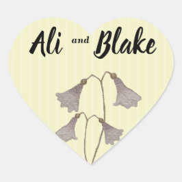 Waterverf Paarse Gele Wildbloemen Weddenschap Hart Sticker